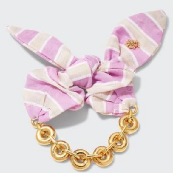 LELE SADOUGHI LAVENDER STRIPE SCARF BOW CHAIN BRACELET - Picture 1 of 8